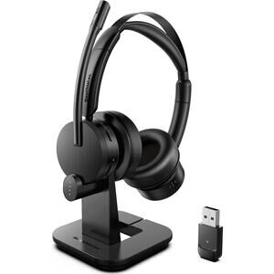 Wireless Headset with Mic for Work (Upgrade Volume Knob & Charging Indicator)